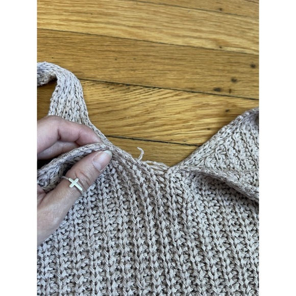 Moon & Madison Large Crochet Knit Tank Top Sleeveless Light Tan Cream Boho - Picture 7 of 8